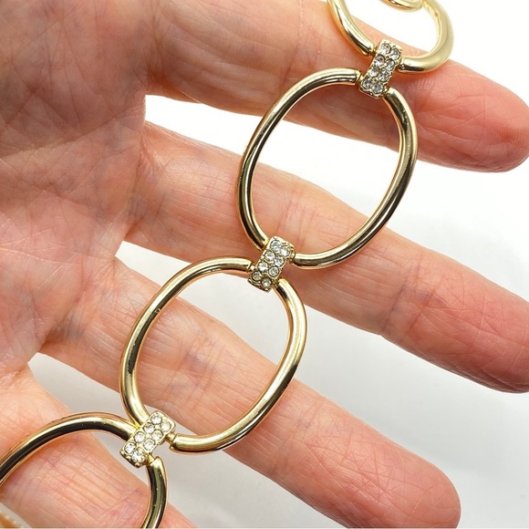 Gold Tone Rhinestone Toggle Clasp Bracelet - Picture 1 of 6